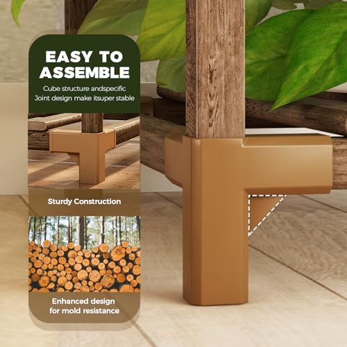Plant Stand Indoor Corner Shelf Wood 8 Pots A7