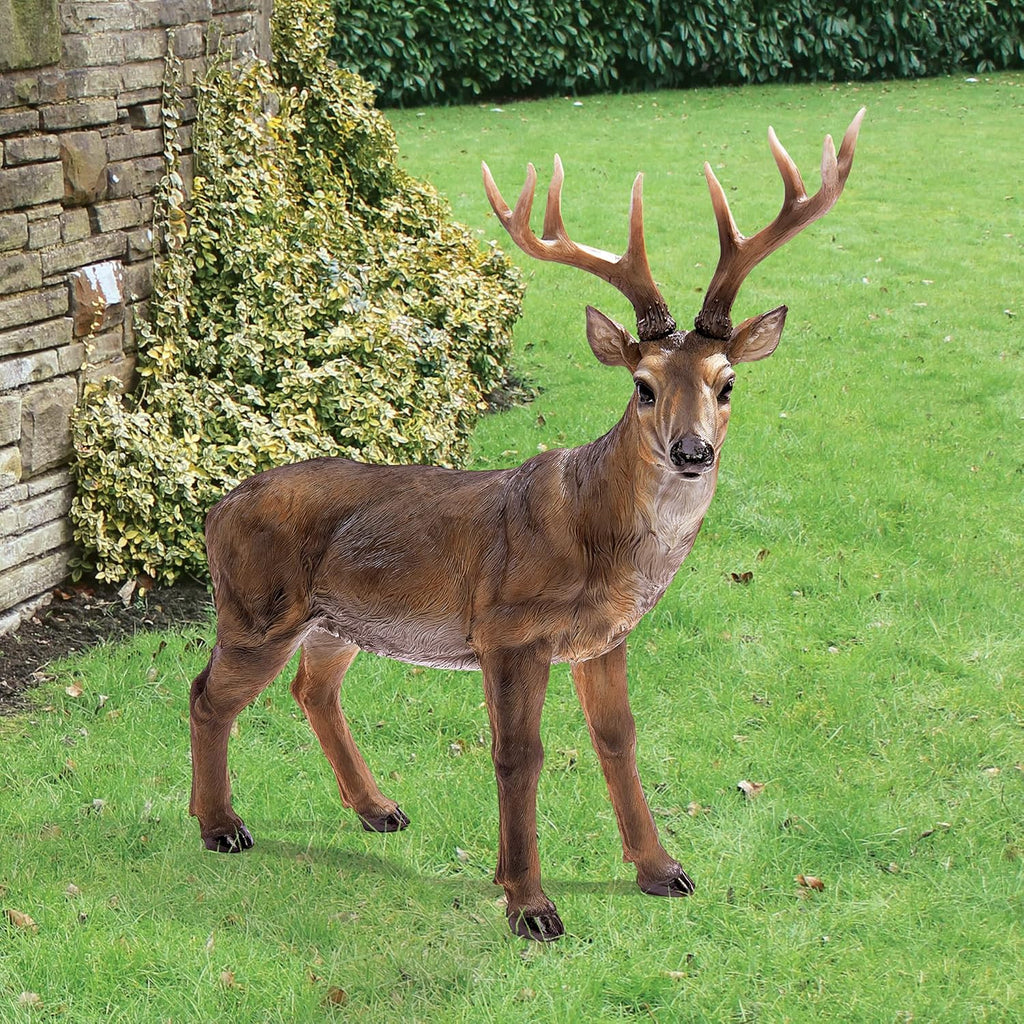 Deer Buck Garden Statue 28in Handcast Polyresin Brown k7