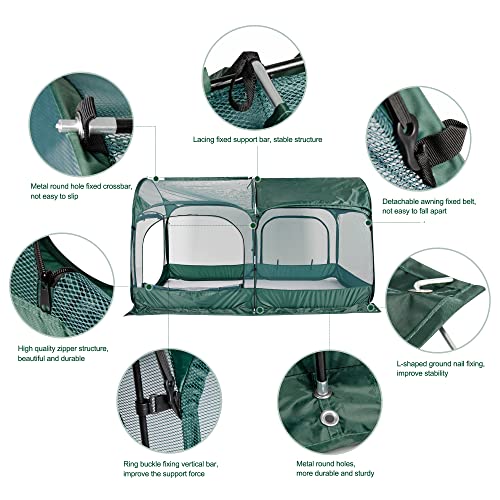 Portable Chicken Run Pop-Up Pen Outdoor Gardening Net 3 Doors a7