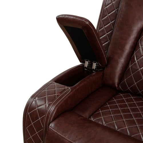 Brown Leather Recliner Sofa Set 3-Piece A7k