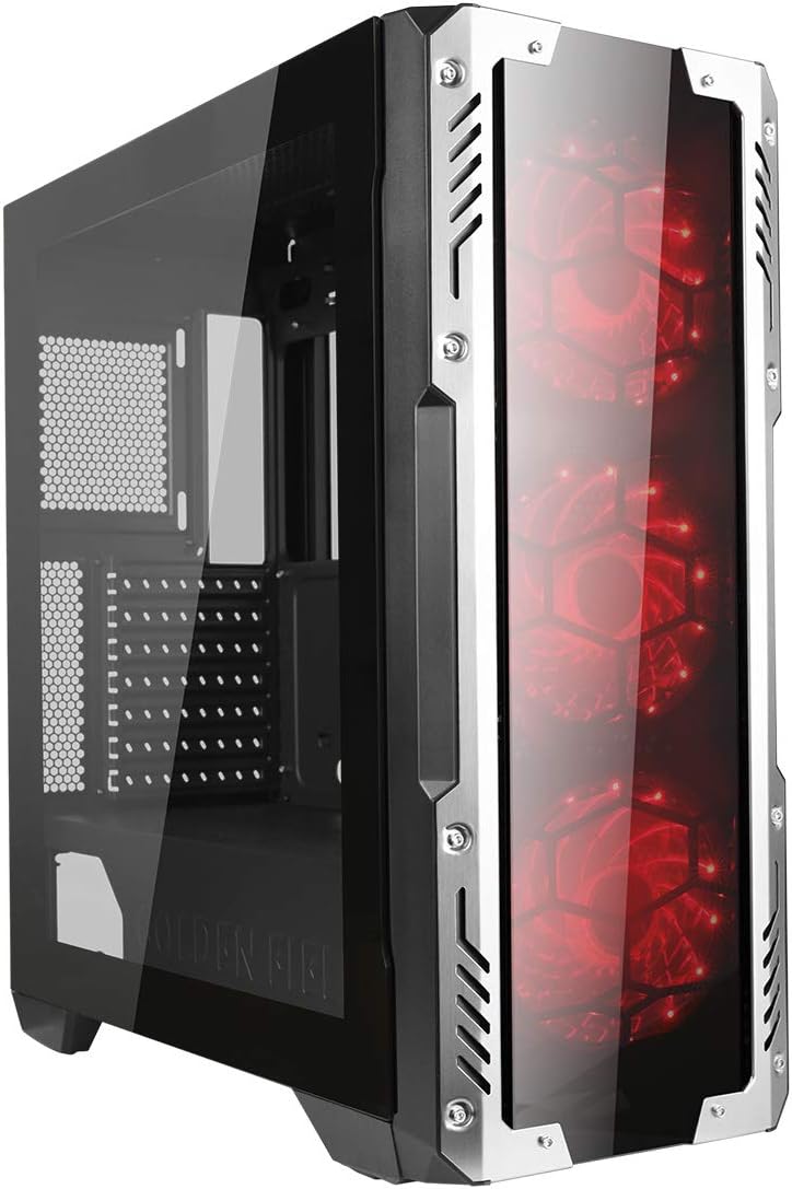 Computer Case with 3 RGB Fans Mid Tower Gaming PC Case Tempered Glass Side Panel A7