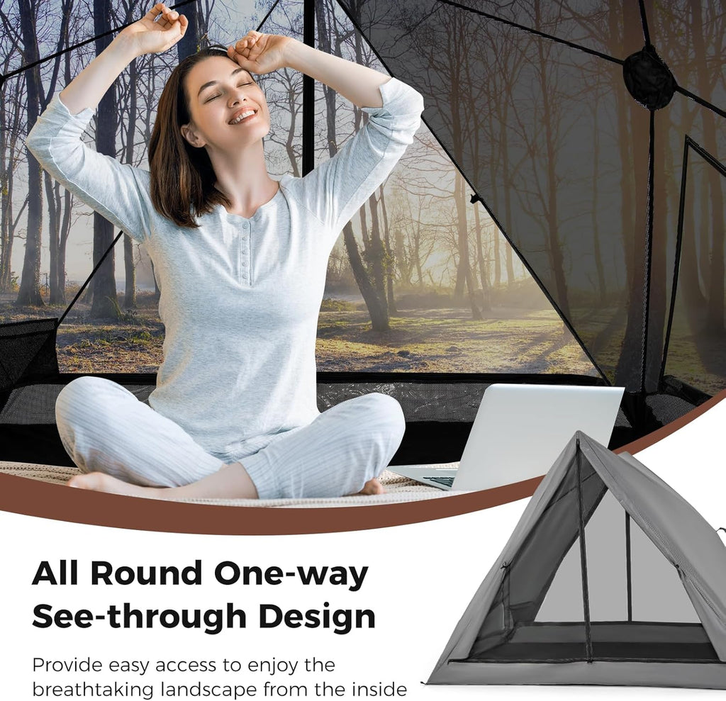 Pop Up Camping Tent for 2-3 Person, See-Through with Rainfly A7