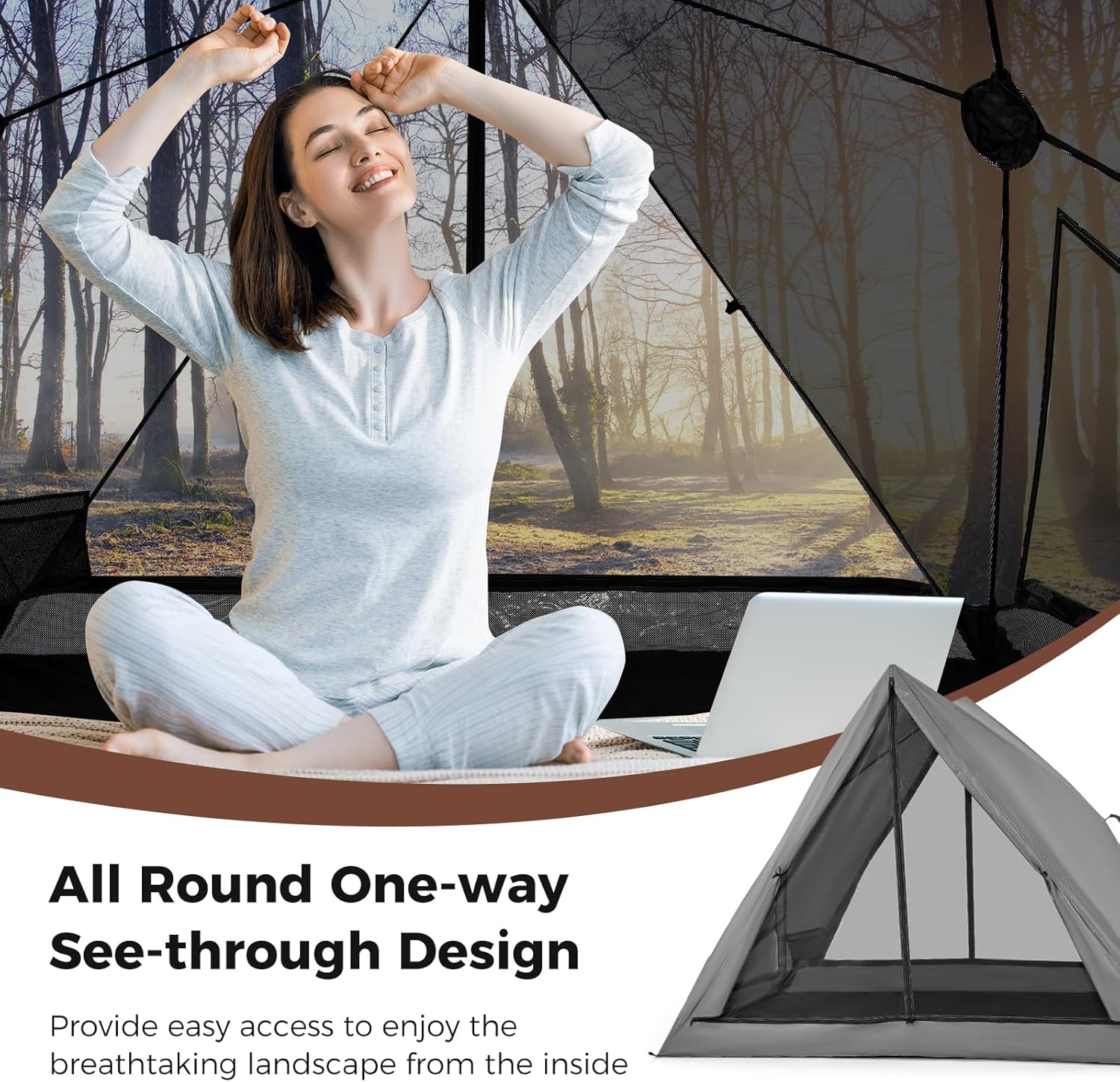 Pop Up Camping Tent for 2-3 Person, See-Through with Rainfly A7