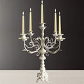Cast Iron Candlestick Holders - Vintage Metal Candelabra - Candlestick Holders for 1/2-1 inch Taper Candles, 5 Arms Candle Holders 17Inch Tall (Vintage White)