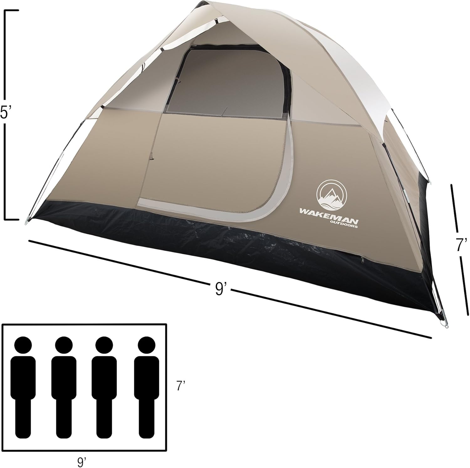 4 Person Water-Resistant Camping Tent with Rain Fly and Carrying Bag k7