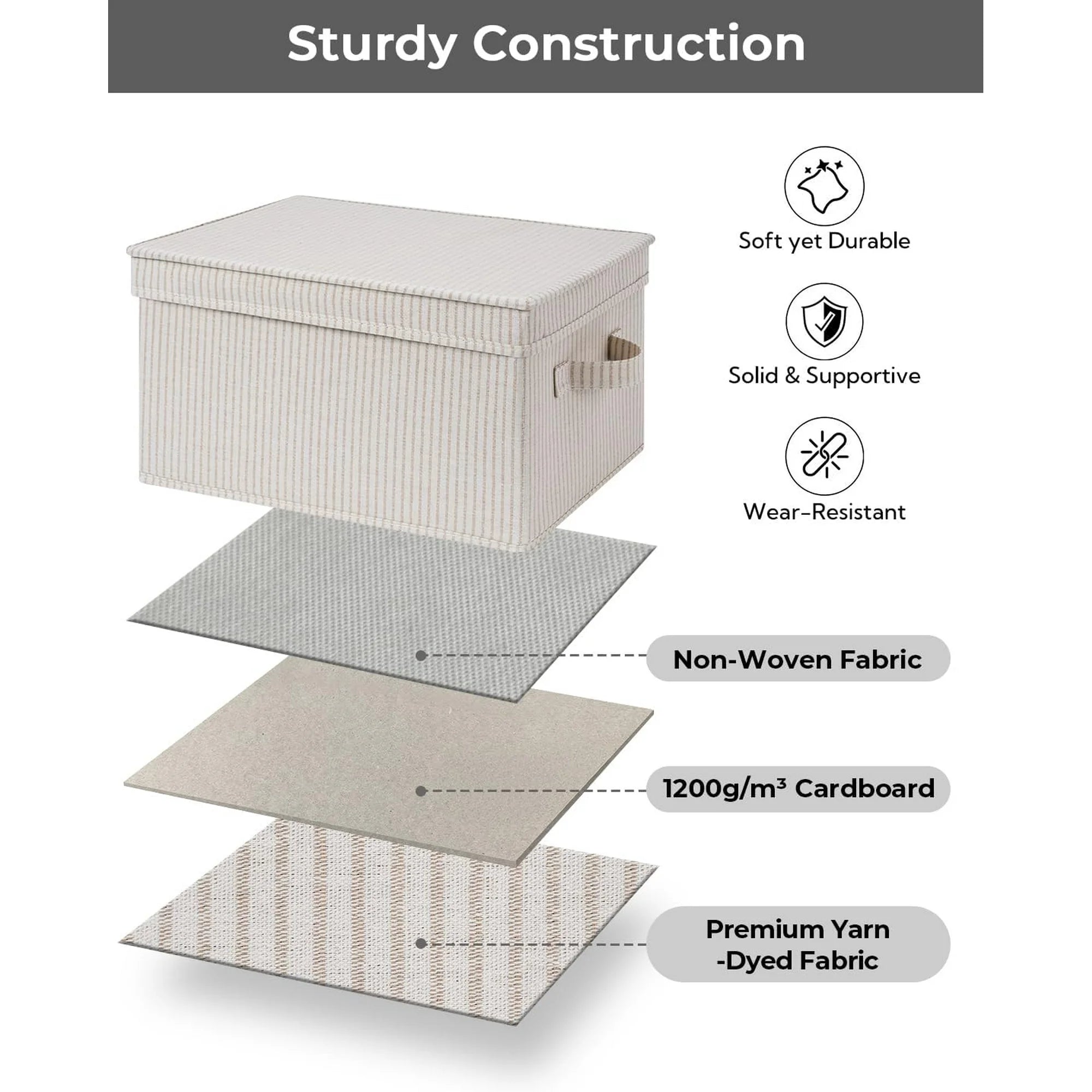 Storage Bins with Lids, Foldable Baskets, Gray, Large, 3-Pack k7