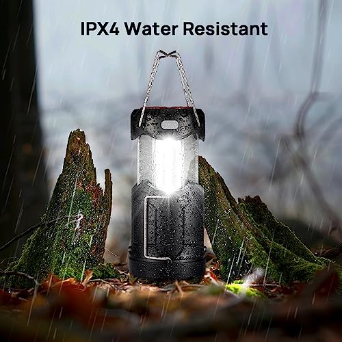 Collapsible LED Camping Lantern USB Rechargeable 2-in-1 Emergency Light with Flashlight, Black k7