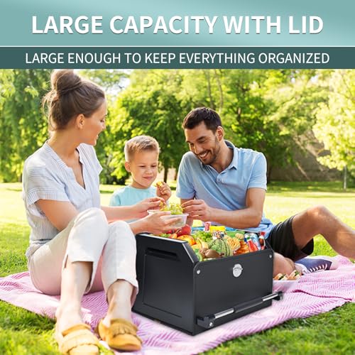 Car Organizer Trunk, Collapsible Leather with Lid, Auto Cargo Storage a7