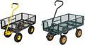 VIVOHOME Heavy Duty 880 Lbs Capacity Mesh Steel Garden Cart with Removable Sides and 4.10/3.50-4 inch Wheels (Black) and Heavy Duty 550 Lbs Capacity Mesh Steel Garden Cart with Removable Sides (Green)