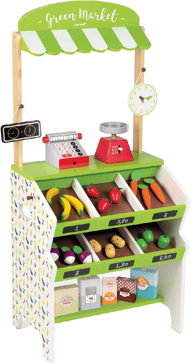 Wooden Grocery Store Playset with 32 Accessories 7k