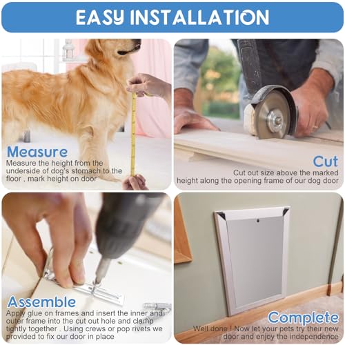 Weatherproof Aluminum Dog Door for Large Dogs and Cats A7k