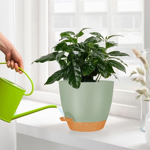 Self Watering Planters for Indoor Plants with Saucer Reservoir 7k