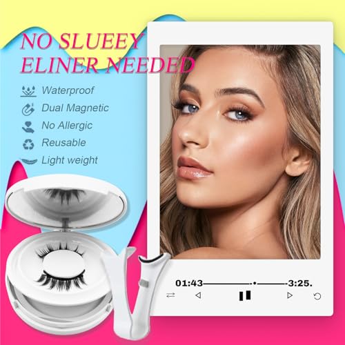 Magnetic Eyelashes with Applicator, Reusable Glue-Free Kit A7
