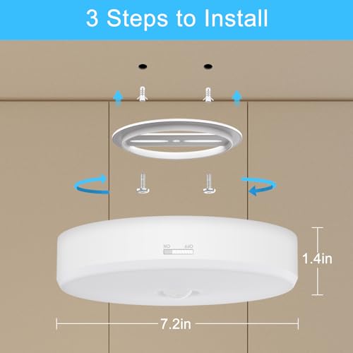 Motion Sensor Ceiling Light with Remote, Rechargeable 2 Pack a7