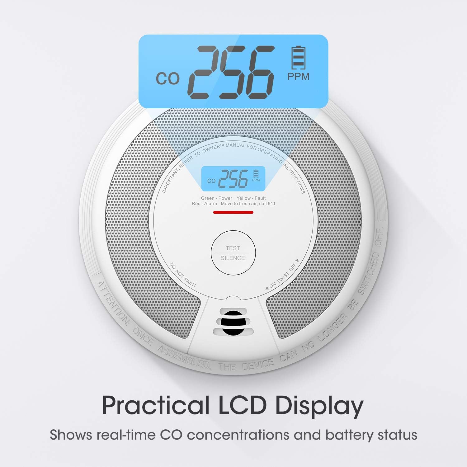 Smoke and CO Detector Alarm with LCD Display, 5-Pack k7