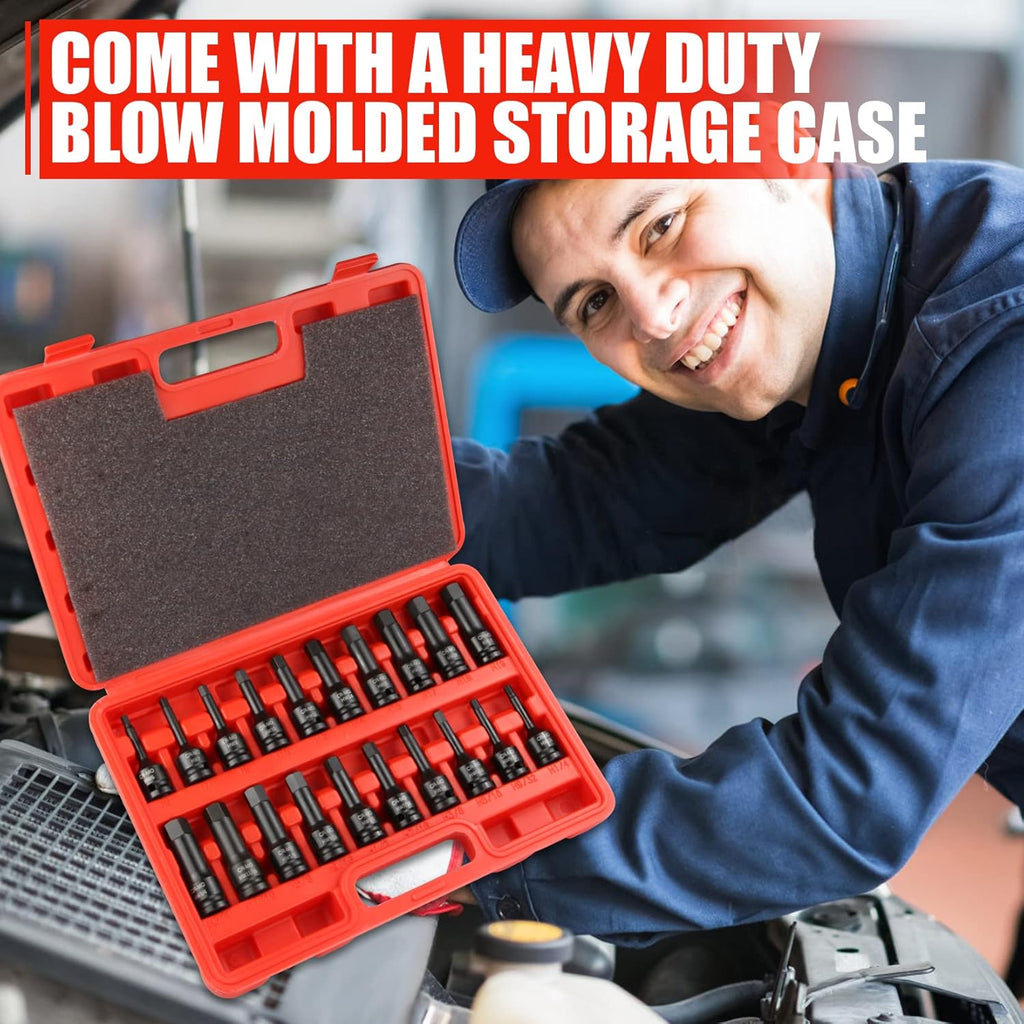 20 Piece Impact Hex Driver Set SAE Metric with Storage Case k7