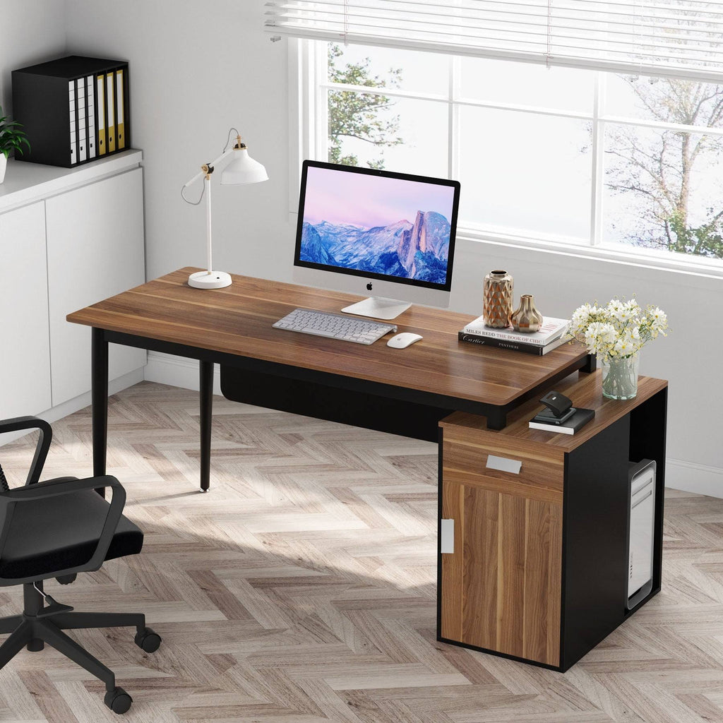 55 inch Computer Desk with Drawers and Storage Cabinet k7