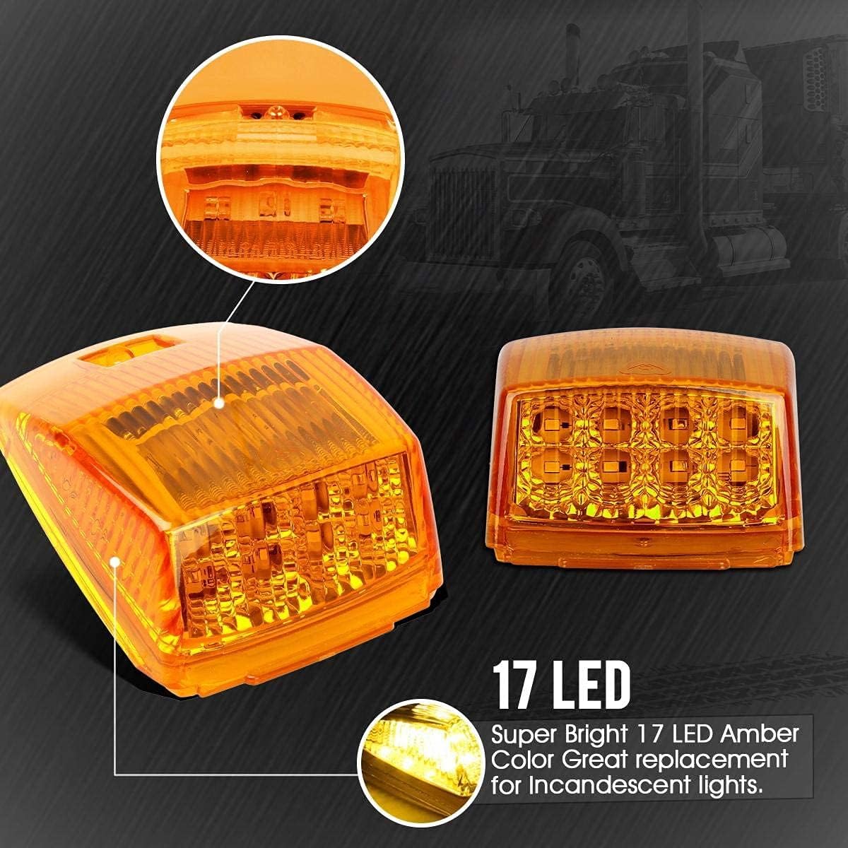 Amber LED Side Marker Lights Chrome Surface Mount 7k