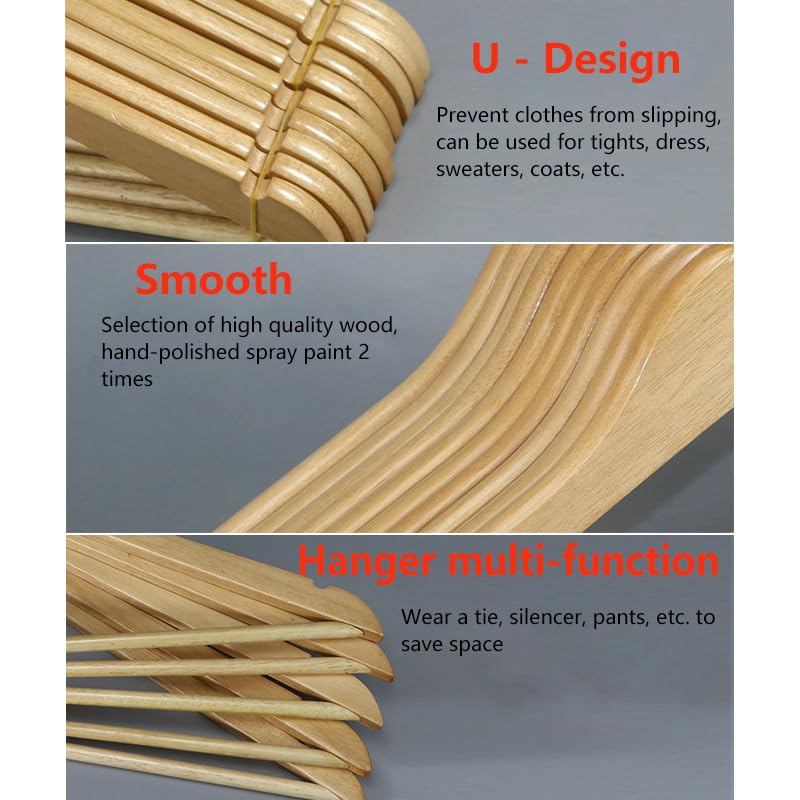 Wooden Hangers with Clips for Suits Coats Dresses 7k