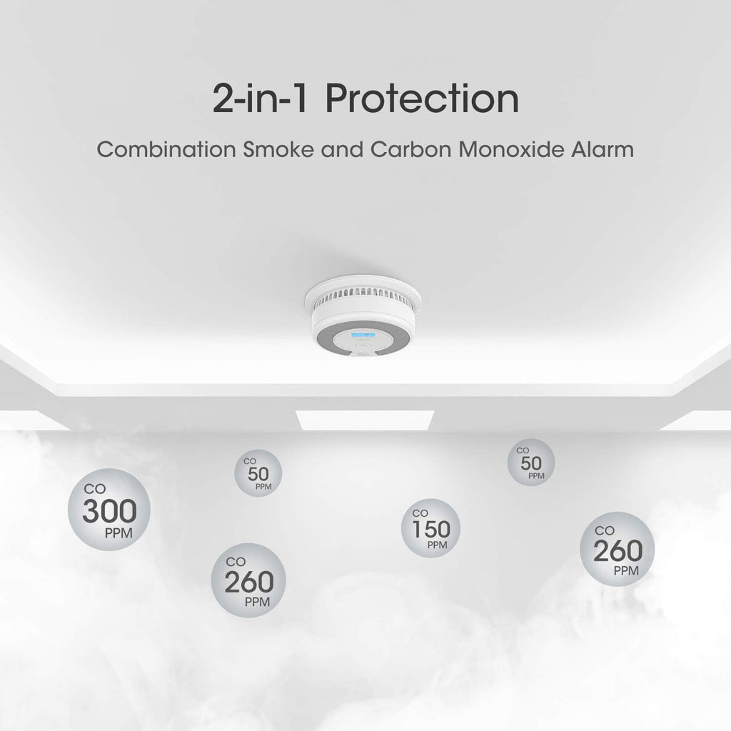 Smoke and CO Detector Alarm with LCD Display, 5-Pack k7