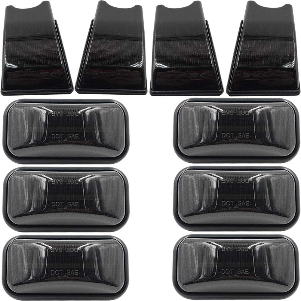 10pcs OEM Hummer Cab Roof Lamps Housing For 2003 2004 2005 2006 2007 2008 2009 Hummer H2 and 2005-2009 Hummer H2 SUT Top Clearance Marker Smoked Lens OEM Front Rear Cab Roof Bulbs Shell