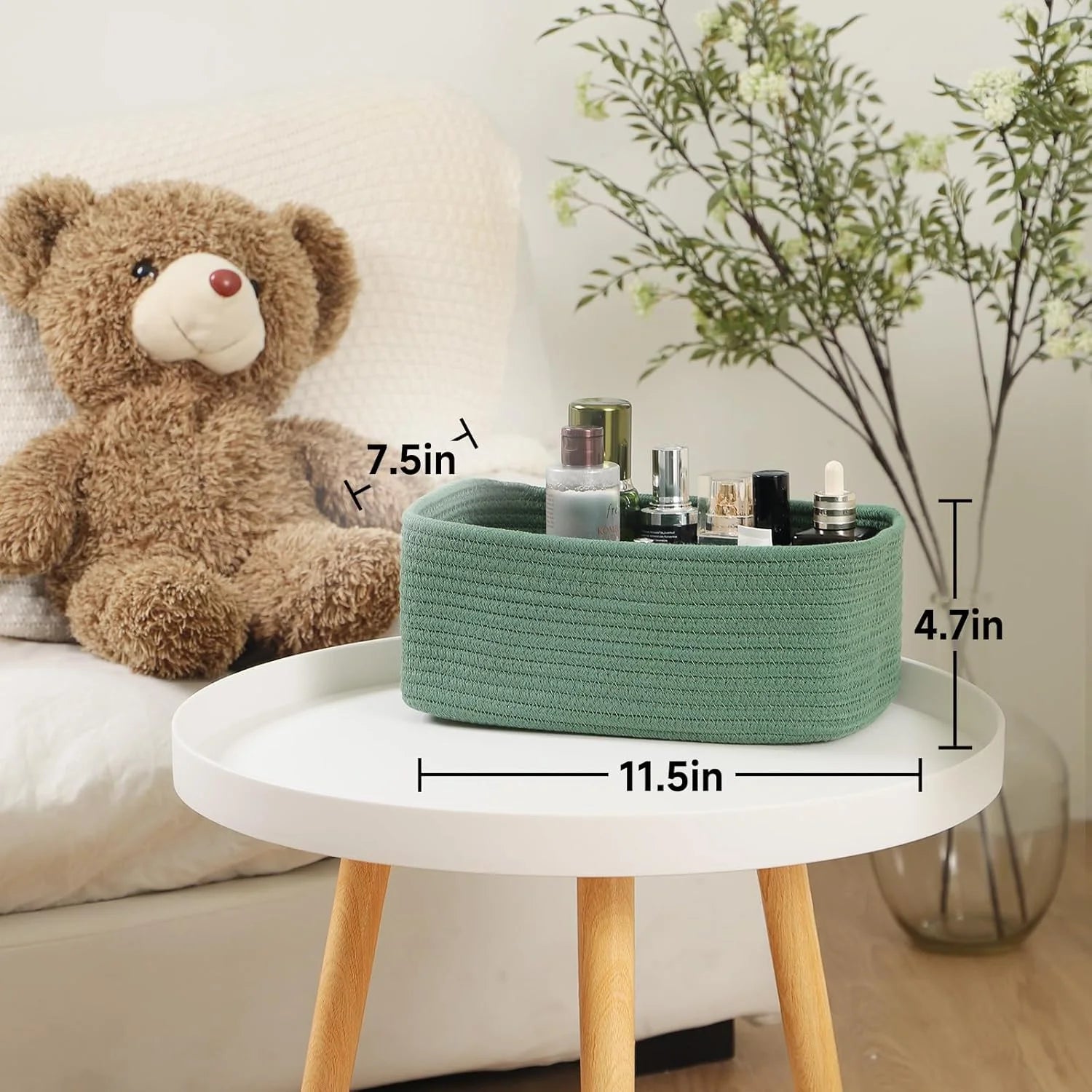 Small Storage Baskets for Organizing, Woven Rope Cube Bins 3 Pack A7