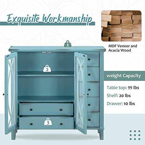 Wooden Sideboard with Adjustable Shelf and 5 Drawers A7