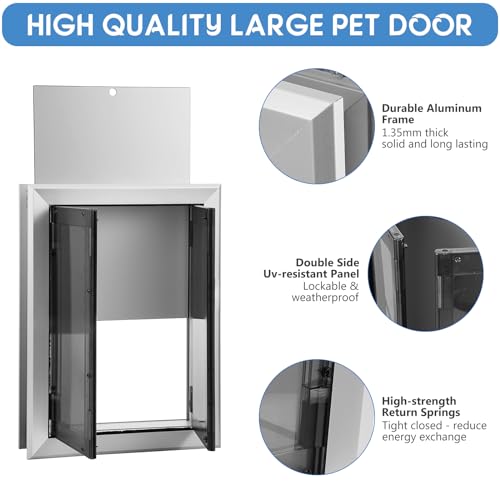 Weatherproof Aluminum Dog Door for Large Dogs and Cats A7k