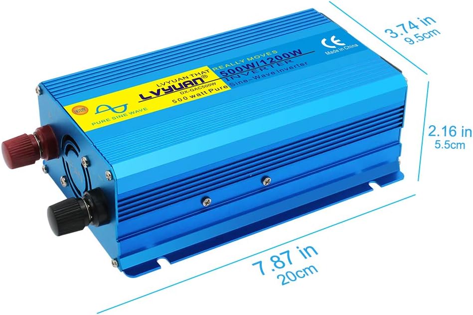 500W Pure Sine Wave Power Inverter Car Adapter DC 12V to AC 110V Dual USB Ports Cigarette Lighter Plug 2 Pack k7