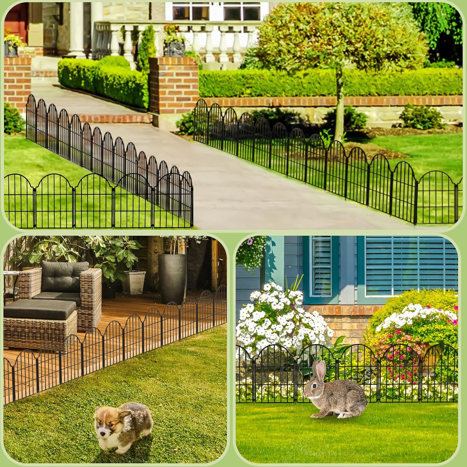 Garden Fence 21in x 10.2ft Metal Border for Pets Yard k7