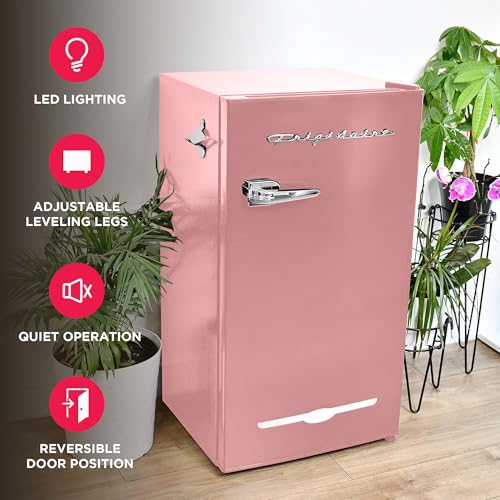 Retro Bar Fridge with Side Bottle Opener, 3.2 cu. Ft, Pink A7