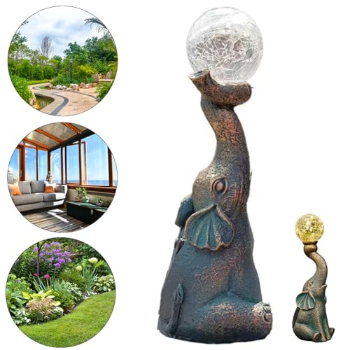 Elephant Statue Solar Garden Light Decor a7