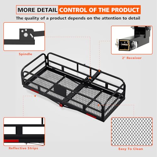 Hitch Mount Cargo Carrier Basket Folding 500 LBS 60x24x14 Fits 2 Receiver K7