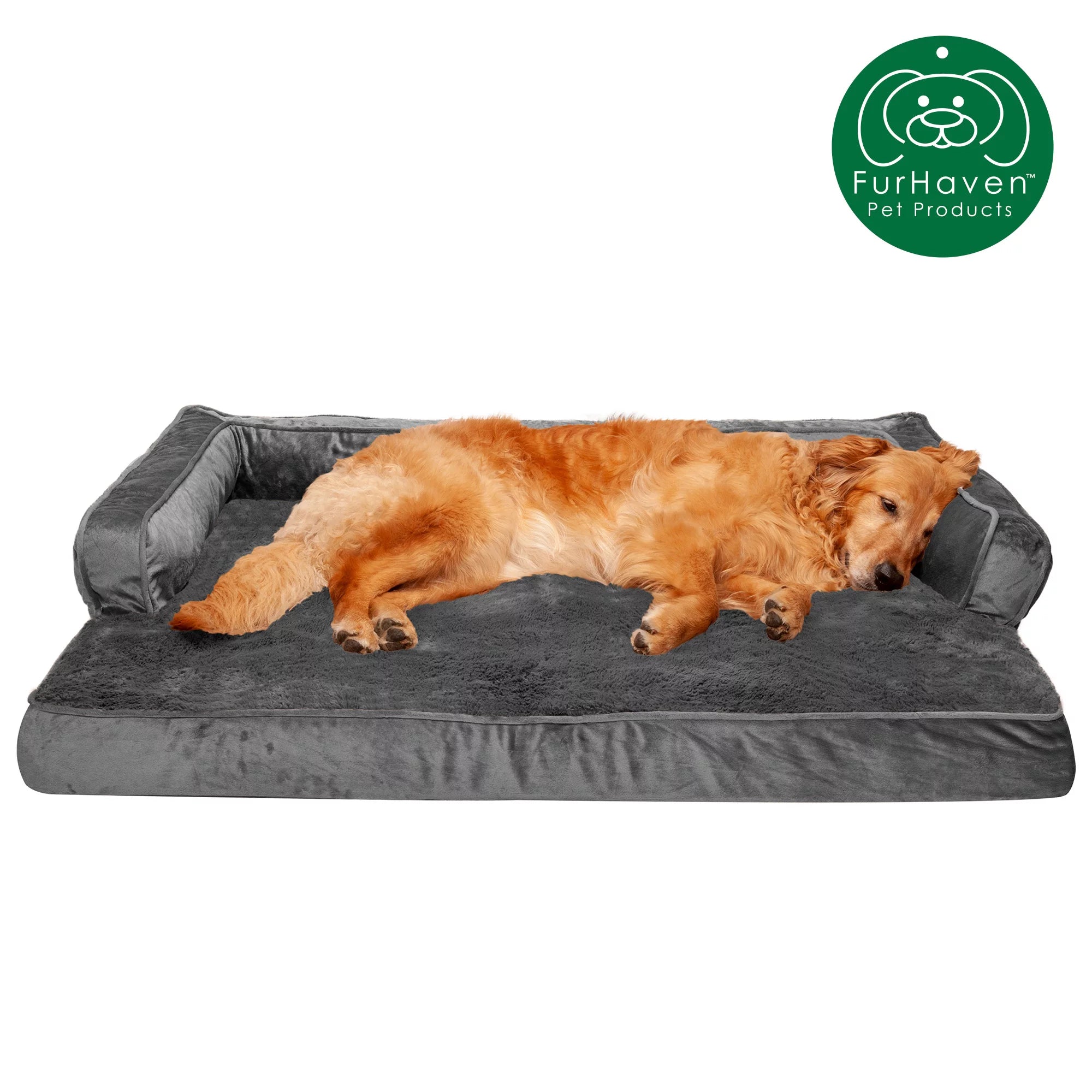 Plush Orthopedic Sofa Pet Bed for Dogs & Cats Dark Gray Jumbo k7