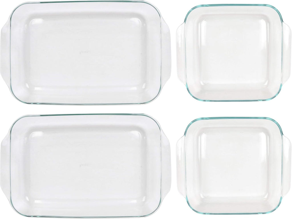Pyrex (2) 233 3qt & (2) 222 2qt Glass Baking Dish Combo