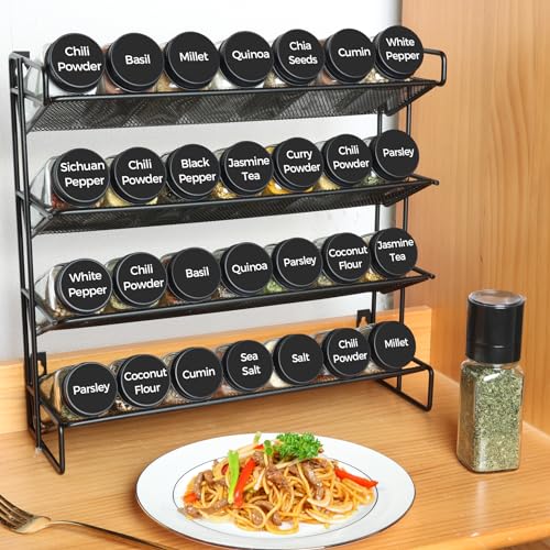 24oz Glass Spice Jars with Lids & Funnel k7