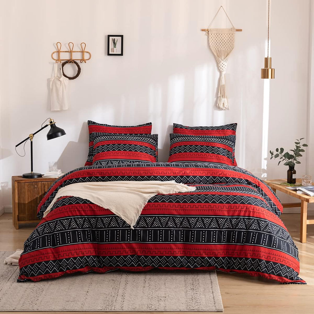 Duvet Cover Set with Zipper Queen White Green Leaves a7