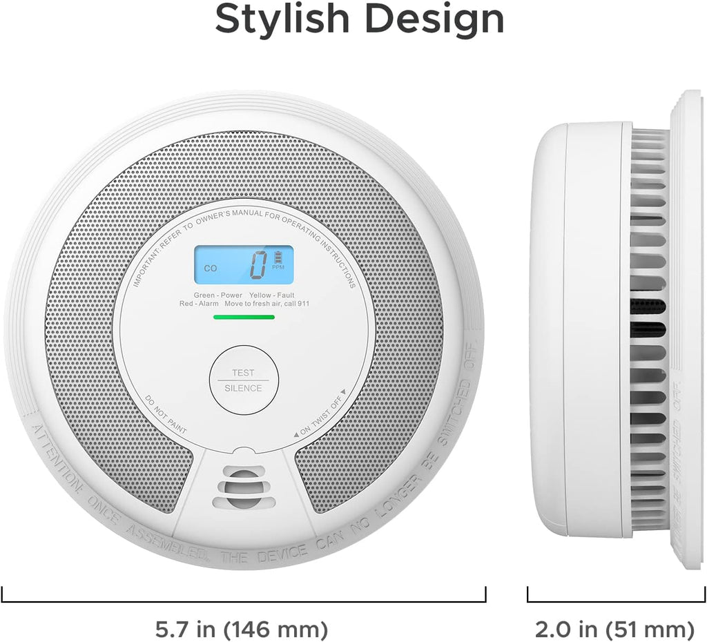 Smoke and CO Detector Alarm with LCD Display, 5-Pack k7