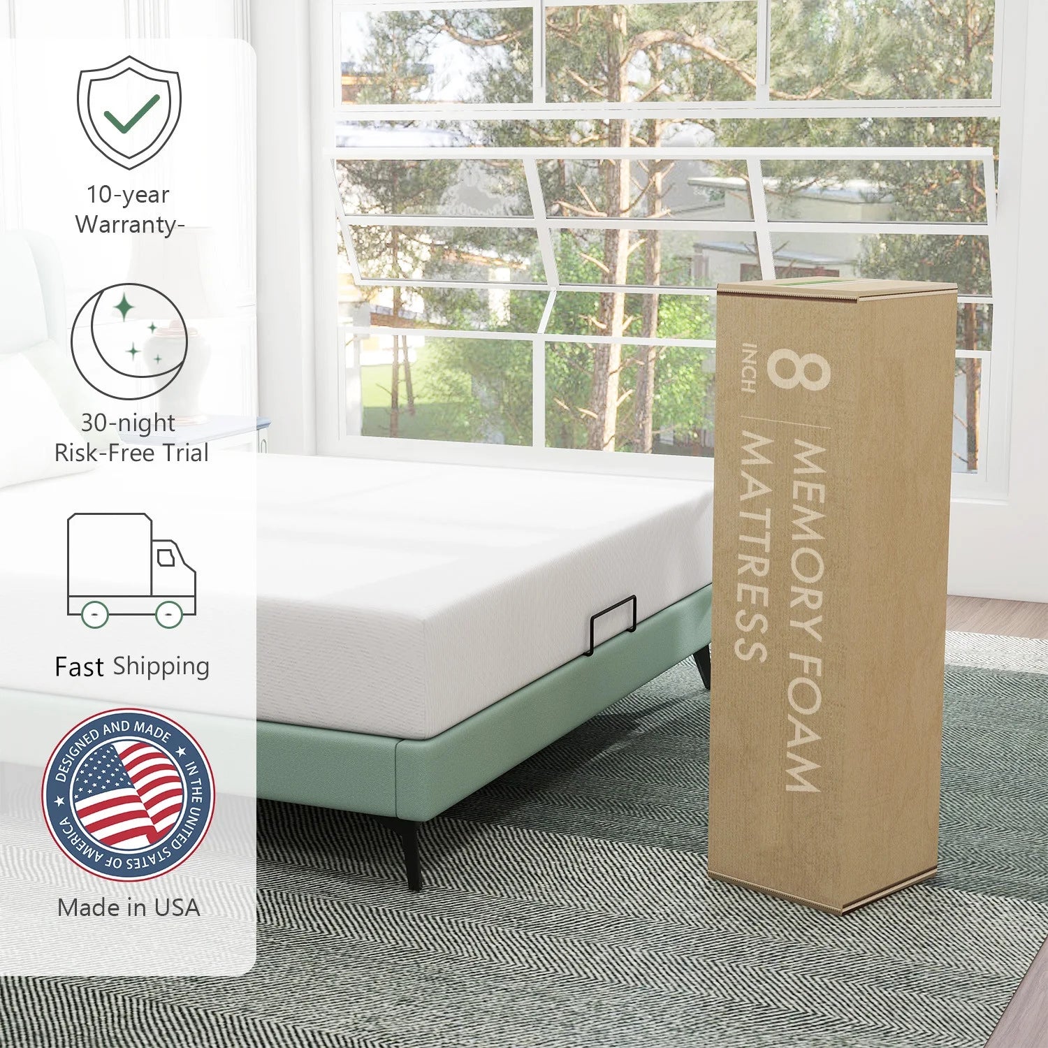Queen Mattress 10 Inch Cooling Gel Memory Foam Medium Firm A7